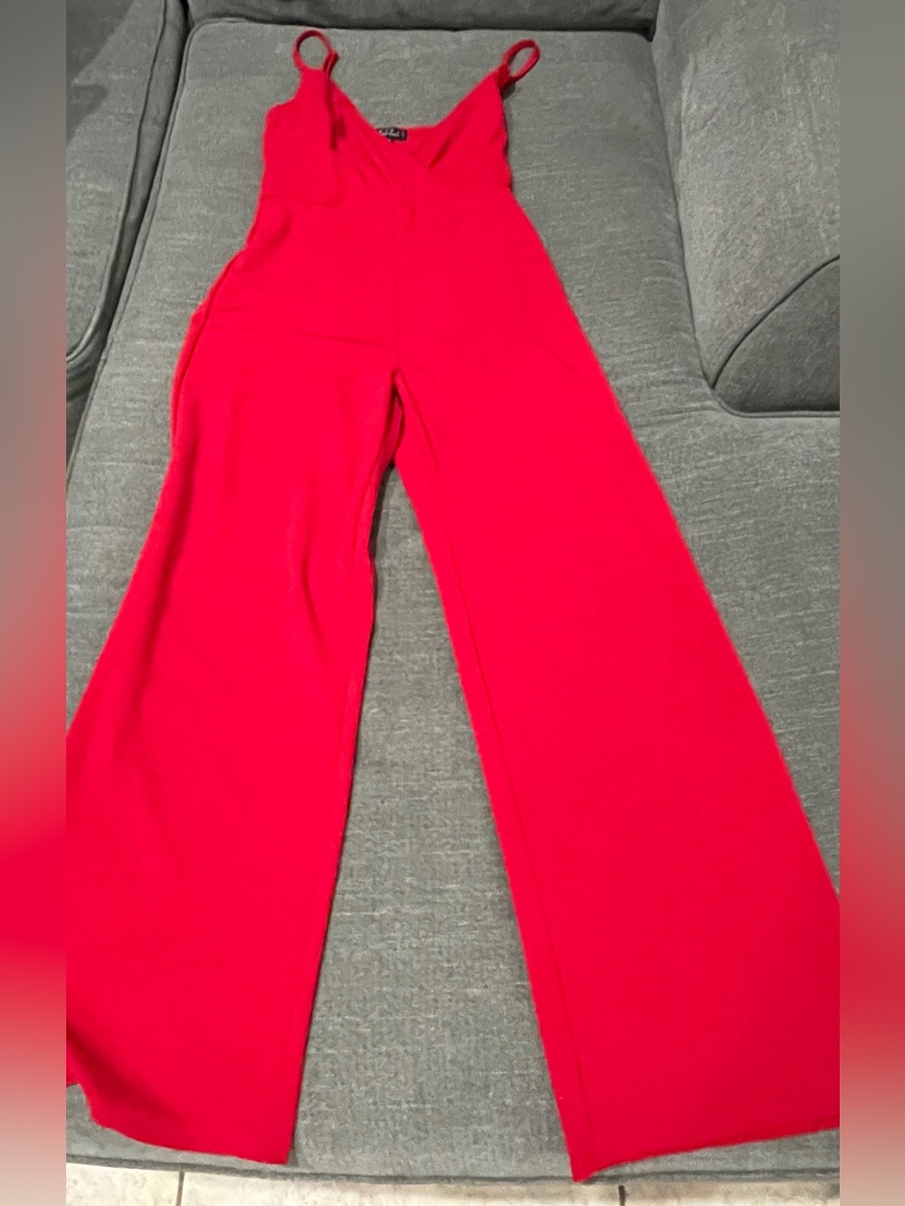 Trixxi Vibrant Red Wide-Leg Spaghetti Strap Jumpsuit